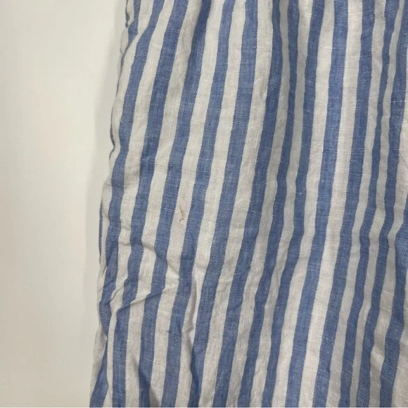 J. Crew Blue White Stripe Linen Wide Leg Cropped Pants - Picture 5 of 7